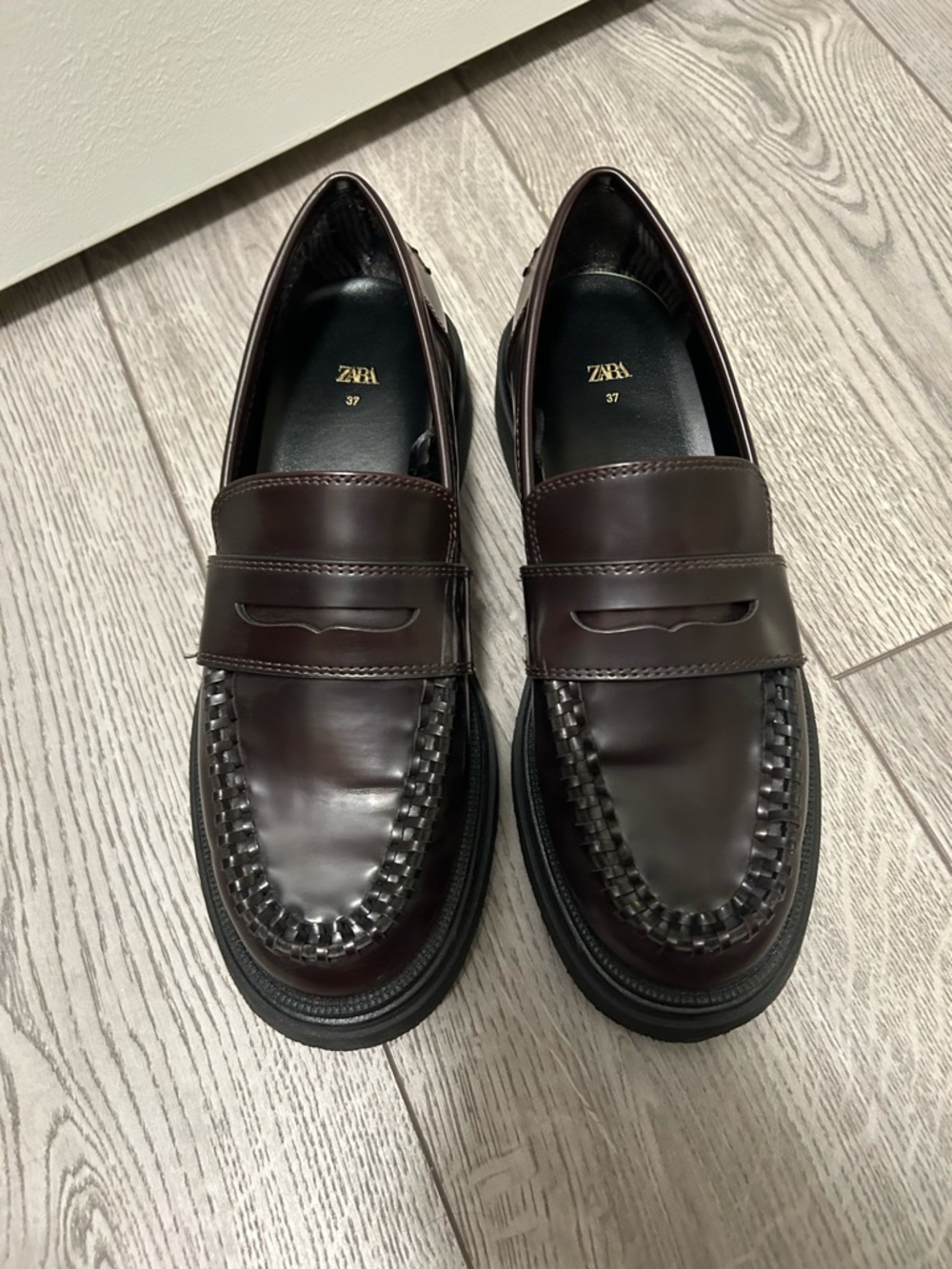 Zara Dark Brown Leather Penny Loafers